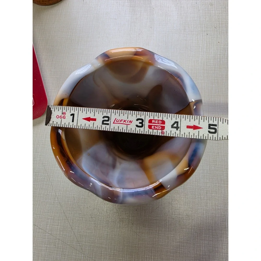 Vintage Imperial Glass Slag Glass Vase Caramel Slag IG Mark Ruffled Rim 5.5in